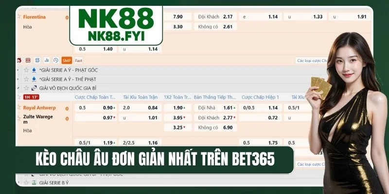 Kèo châu Âu đơn giản nhất trên Bet365 Sportsbook
